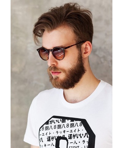 Round Sunglasses in Tort Frames Round - Classic Oxford Style Tortoise Shell Animal Print Men's Women's - CN18345C364 $29.54