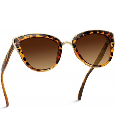 Oversized Womens Cat Eye Mirrored Reflective Lenses Oversized Cateyes Sunglasses - Tortoise Frame/ Brown Lens - CP120Q2MFJH $...