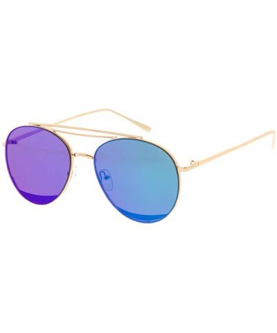 Round Heritage Modern"Bars" Wired Frame Sunglasses - Purple - CE18GYQ66XH $10.48