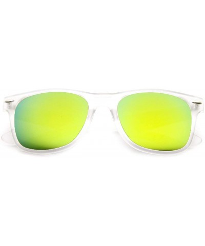 Wayfarer Men Women Retro Sunglasses Yelow Mirror Lens Frost White Frame - CK185IKLRW0 $10.34