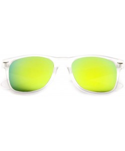 Wayfarer Men Women Retro Sunglasses Yelow Mirror Lens Frost White Frame - CK185IKLRW0 $10.34