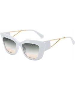 Square Thick Frame Cat Eye Sunglasses for Women Square Steampunk Shades Gradient Lens - White Green Tea - CA1906EE27N $9.87