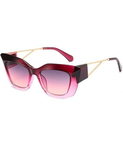 Square Thick Frame Cat Eye Sunglasses for Women Square Steampunk Shades Gradient Lens - White Green Tea - CA1906EE27N $9.87