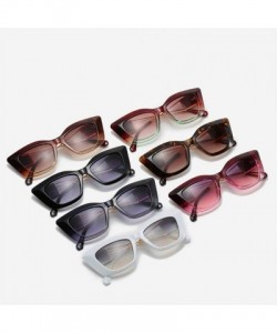 Square Thick Frame Cat Eye Sunglasses for Women Square Steampunk Shades Gradient Lens - White Green Tea - CA1906EE27N $9.87