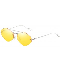 Sport Women's Flat Lens Mirrored Metal Frame Glasses Cat Eye Sunglasses (Yellow) - Yellow - C318USO6DKY $8.07