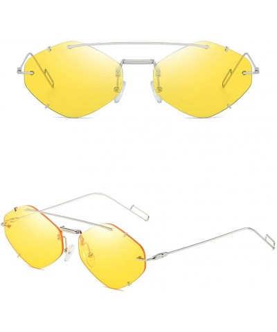 Sport Women's Flat Lens Mirrored Metal Frame Glasses Cat Eye Sunglasses (Yellow) - Yellow - C318USO6DKY $8.07