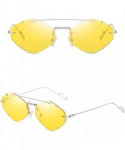 Sport Women's Flat Lens Mirrored Metal Frame Glasses Cat Eye Sunglasses (Yellow) - Yellow - C318USO6DKY $8.07