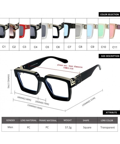 Retro Millionaire Sunglasses Square Metal punk Rock Hip hop Sunglasses men  women - 2 - CB194AT4MKM