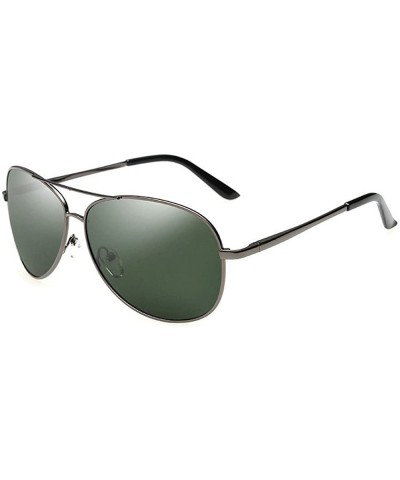 Sport Men's Polarized Driving Sunglasses Metal Frame Outdoor Sports Eyewear UV400 With Case - Gun-green - CY1836RETX6 $18.82