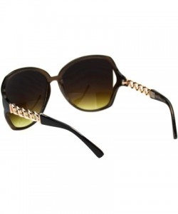 Oversized Womens Metal Chain Arm Exposed Lens Diva Plastic Fashion Sunglasses - Brown - CM18TI2WOU4 $12.67