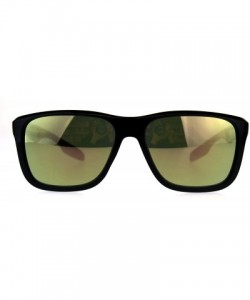 Sport Mens Sport Plastic Mirror Lens Warp Around Agent Sunglasses - Black Gold - CX18C9CO9EX $8.53