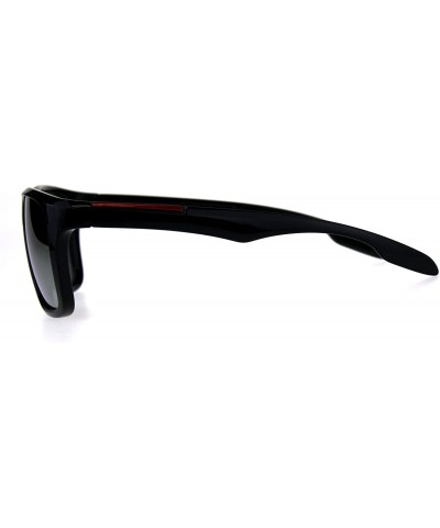 Sport Mens Sport Plastic Mirror Lens Warp Around Agent Sunglasses - Black Gold - CX18C9CO9EX $8.53