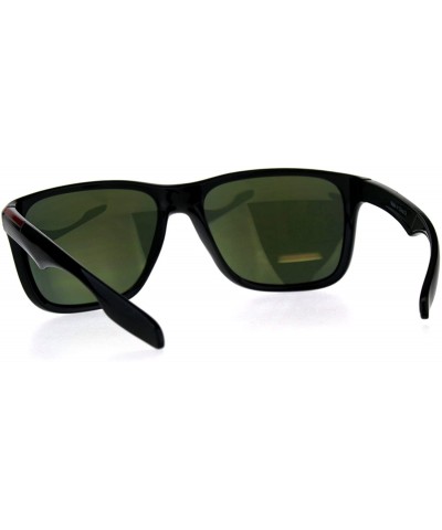 Sport Mens Sport Plastic Mirror Lens Warp Around Agent Sunglasses - Black Gold - CX18C9CO9EX $8.53