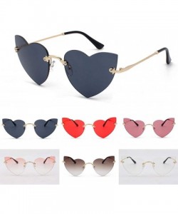 Rimless Heart Rimless Sunglasses Lightweight Al-Mg Alloy Metal Frame Composite-UV400 Lens Glasses for Men and Women - Red - C...