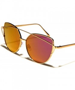 Cat Eye Modern Womens Mirrored Lens Cat Eye Sunglasses - Gold / Pink - CI18ECE08TW $12.29