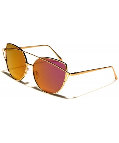 Cat Eye Modern Womens Mirrored Lens Cat Eye Sunglasses - Gold / Pink - CI18ECE08TW $12.29