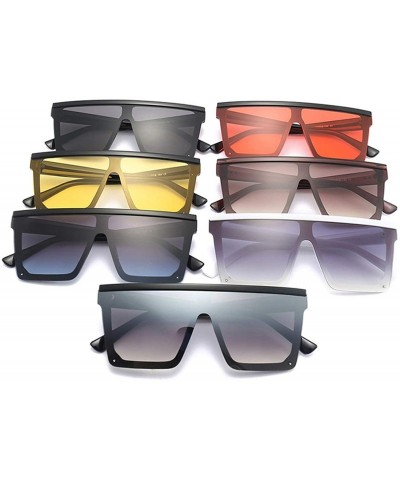 Goggle Women Oversized Square Sunglasses Fashion Men Vintage Big Frame Eyewear Outdoor Oculos UV400 - C7 Black.silver - CF197...