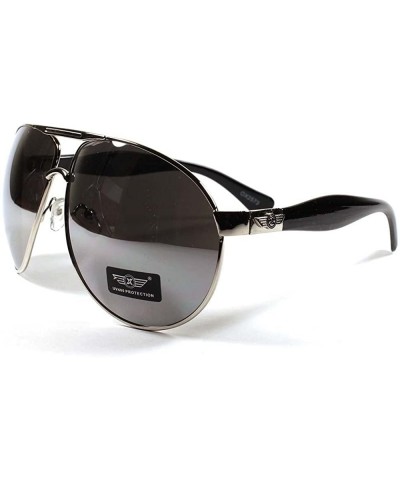 Oversized Mirrored Lens Oversized Designer Mens Womens Air Force Style Silver Sunglasses - CC1802ONAS3 $25.13