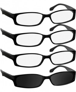 Rectangular Reading Glasses Men Women Dura Tight - 3 Black 1 Sun Black - CQ1880I7R4D $14.31