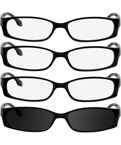 Rectangular Reading Glasses Men Women Dura Tight - 3 Black 1 Sun Black - CQ1880I7R4D $14.31