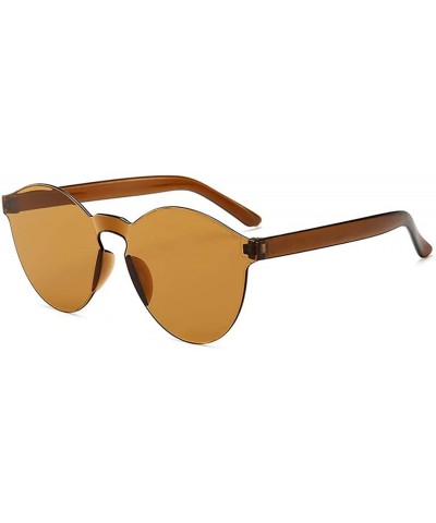 Round Unisex Fashion Candy Colors Round Outdoor Sunglasses Sunglasses - Brown - CZ190S028M9 $29.78
