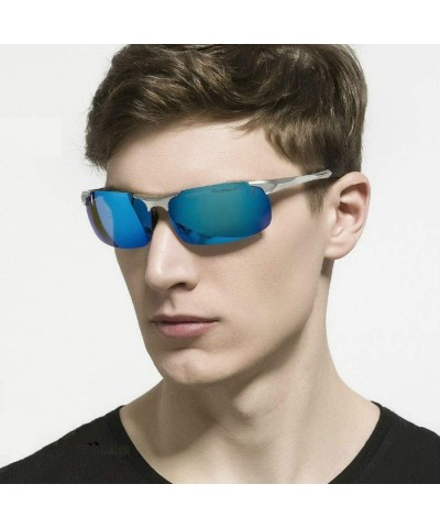 Sport Polarized Sunglasses Aluminum Magnesium Lightweight - Blue - CP190S5WK4U $24.44