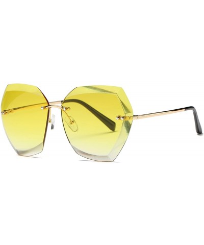 Square Sunglasses For Women Oversized Rimless Diamond Cutting Lens Sun Glasses AE0534 - Gold&yellow - C017YAOOK5U $11.59