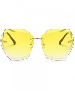 Square Sunglasses For Women Oversized Rimless Diamond Cutting Lens Sun Glasses AE0534 - Gold&yellow - C017YAOOK5U $11.59