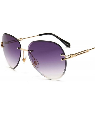 Oval RimlRound Sunglasses Women Flower Gradient Sun Glasses Female Metal Frame Shades Eyewear UV400 - Brown - C31985L303S $18.94