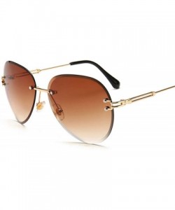 Oval RimlRound Sunglasses Women Flower Gradient Sun Glasses Female Metal Frame Shades Eyewear UV400 - Brown - C31985L303S $18.94