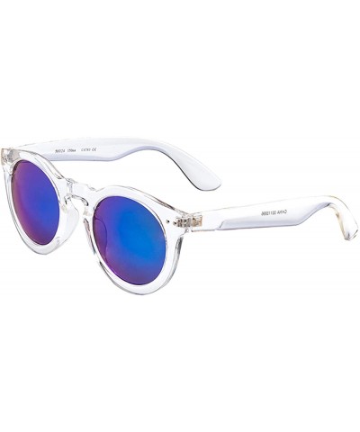 Round Classic Vintage Fashion Round Sunglasses P2120 - Clear Blue Mirror - C618QCAYSYE $10.28