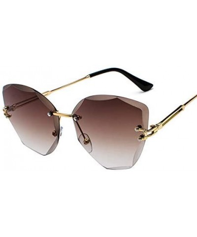 Rectangular Lady Sun Glasses Rimless Women Sunglasses Vintage Alloy Frame Classic Designer Shades - 2-gold-darkblue - CJ18Y48...