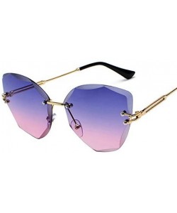 Rectangular Lady Sun Glasses Rimless Women Sunglasses Vintage Alloy Frame Classic Designer Shades - 2-gold-darkblue - CJ18Y48...