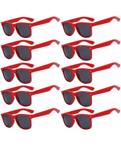Rectangular Vintage Retro Eyeglasses Sunglasses Smoke Lens 10 Pack Colored Colors Frame - Red_10_pack - CH12NYD3KTR $17.49