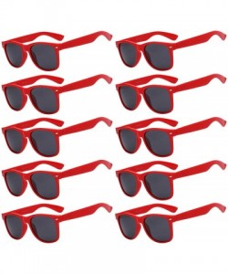 Rectangular Vintage Retro Eyeglasses Sunglasses Smoke Lens 10 Pack Colored Colors Frame - Red_10_pack - CH12NYD3KTR $17.49