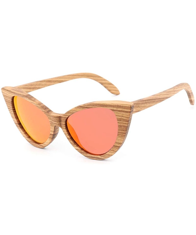 Oversized Sunglasses Solid Handmade Bamboo Wood Sunglasses For Men & Women with Polarized Lenses CH3034 - Red - CC18XAZ9D8E $...