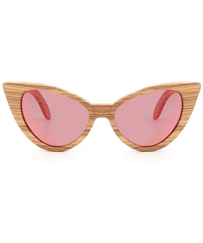 Oversized Sunglasses Solid Handmade Bamboo Wood Sunglasses For Men & Women with Polarized Lenses CH3034 - Red - CC18XAZ9D8E $...
