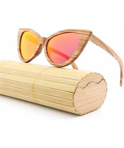 Oversized Sunglasses Solid Handmade Bamboo Wood Sunglasses For Men & Women with Polarized Lenses CH3034 - Red - CC18XAZ9D8E $...