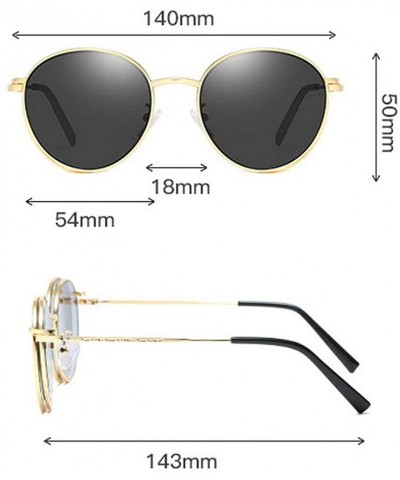 Round 2020 New Fashion Personality Set Mirror Round Ladies Sunglasses Detachable Glasses Double Layer Men's Sunglasses - C319...