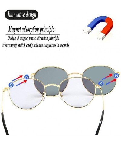 Round 2020 New Fashion Personality Set Mirror Round Ladies Sunglasses Detachable Glasses Double Layer Men's Sunglasses - C319...