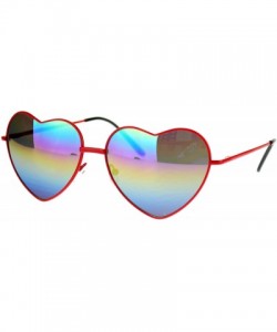 Round Womens Rusta Mirrored Mirror Lens Heart Shape Wire Rim Retro Sunglasses - Red - CB11NI0G38T $11.62