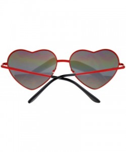 Round Womens Rusta Mirrored Mirror Lens Heart Shape Wire Rim Retro Sunglasses - Red - CB11NI0G38T $11.62