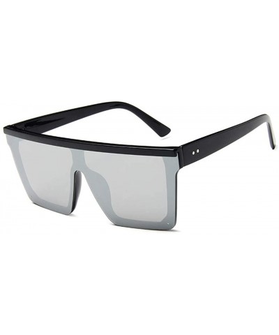Oversized Unisex Polarized Sunglasses Oversized Fashion Shades For Men/Women - Medium Black Frame + Silver Lens - C918X02EL39...