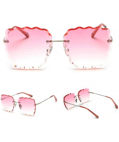 Square Fashion Sunglasses For Women Frameless Diamond Cutting Colorful Lens gradient Square Frame sunglasses - CM18WSZ38D7 $1...