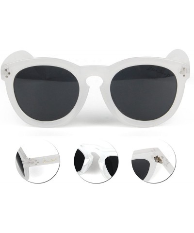 Round Designer Classic Round Circle polarized Sunglasses Men Women Glasses lsp4202 - White - CP120YRCA3T $25.49