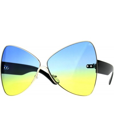 Butterfly Oversize Diva Oceanic Lens Oversize Butterfly Bat Shape Sunglasses - Gold Blue Yellow - C0180OZEA4R $23.21