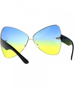 Butterfly Oversize Diva Oceanic Lens Oversize Butterfly Bat Shape Sunglasses - Gold Blue Yellow - C0180OZEA4R $10.21