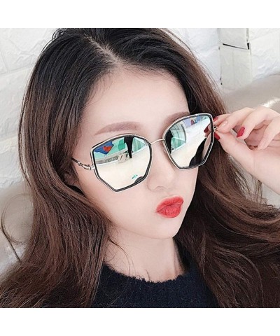 Goggle Unisex Korean Version Polarized Sunglasses Classic Women Retro Irregular Big Frame Sun glasses - Silver - C918SRYE6H0 ...