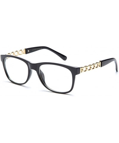 Square Unisex Clear Lens Temple Design Fashion Glasses - Black - CJ11KQRU4B9 $19.14