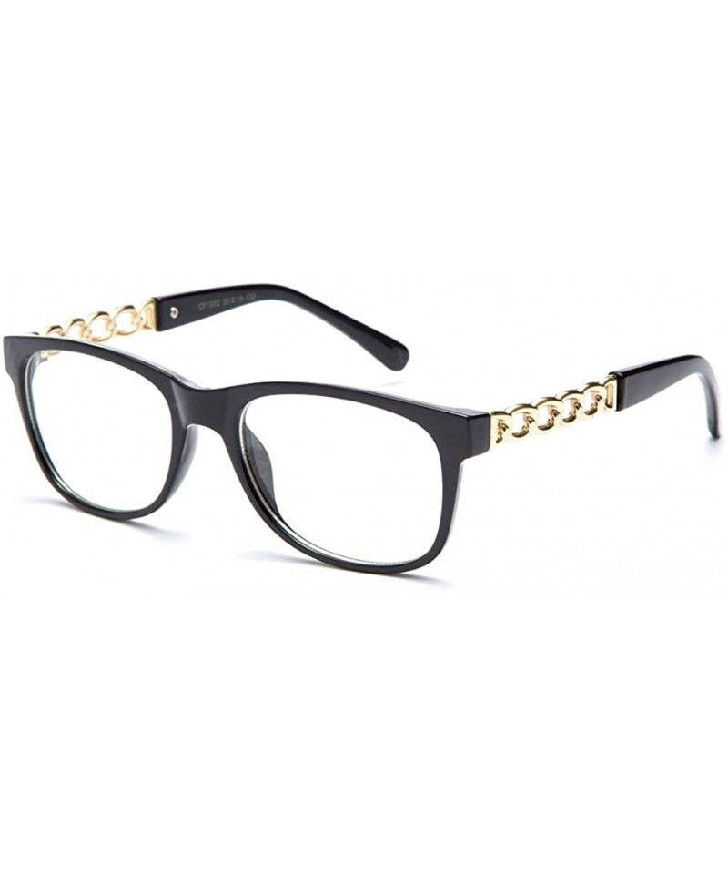 Square Unisex Clear Lens Temple Design Fashion Glasses - Black - CJ11KQRU4B9 $11.90